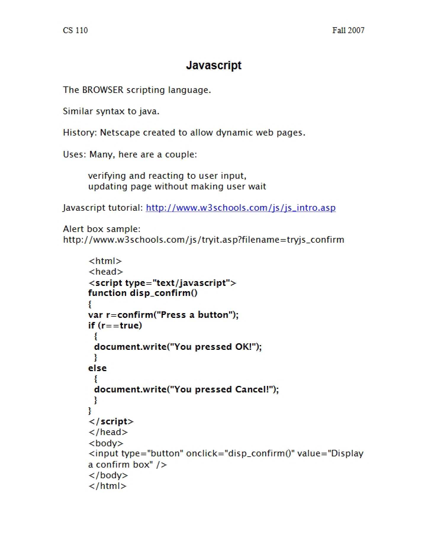 Javascript Language