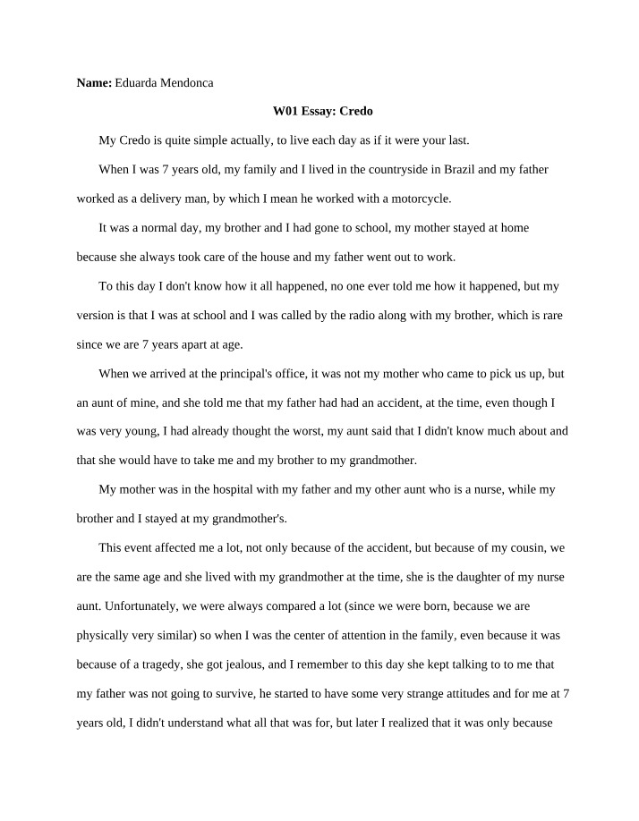 W01 Credo Essay