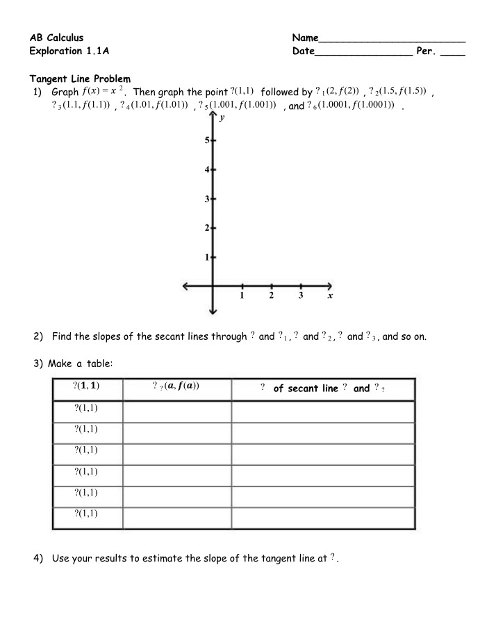 Calculus Exploration 1.1A