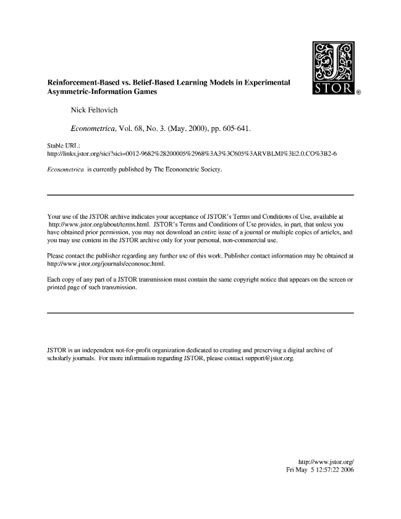 Belief-Based vs Reinforcement Learning Models