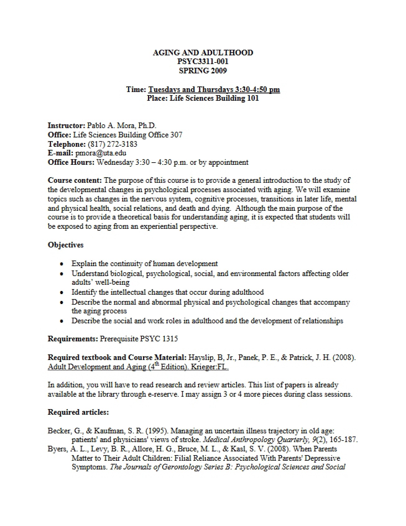 Syllabus I