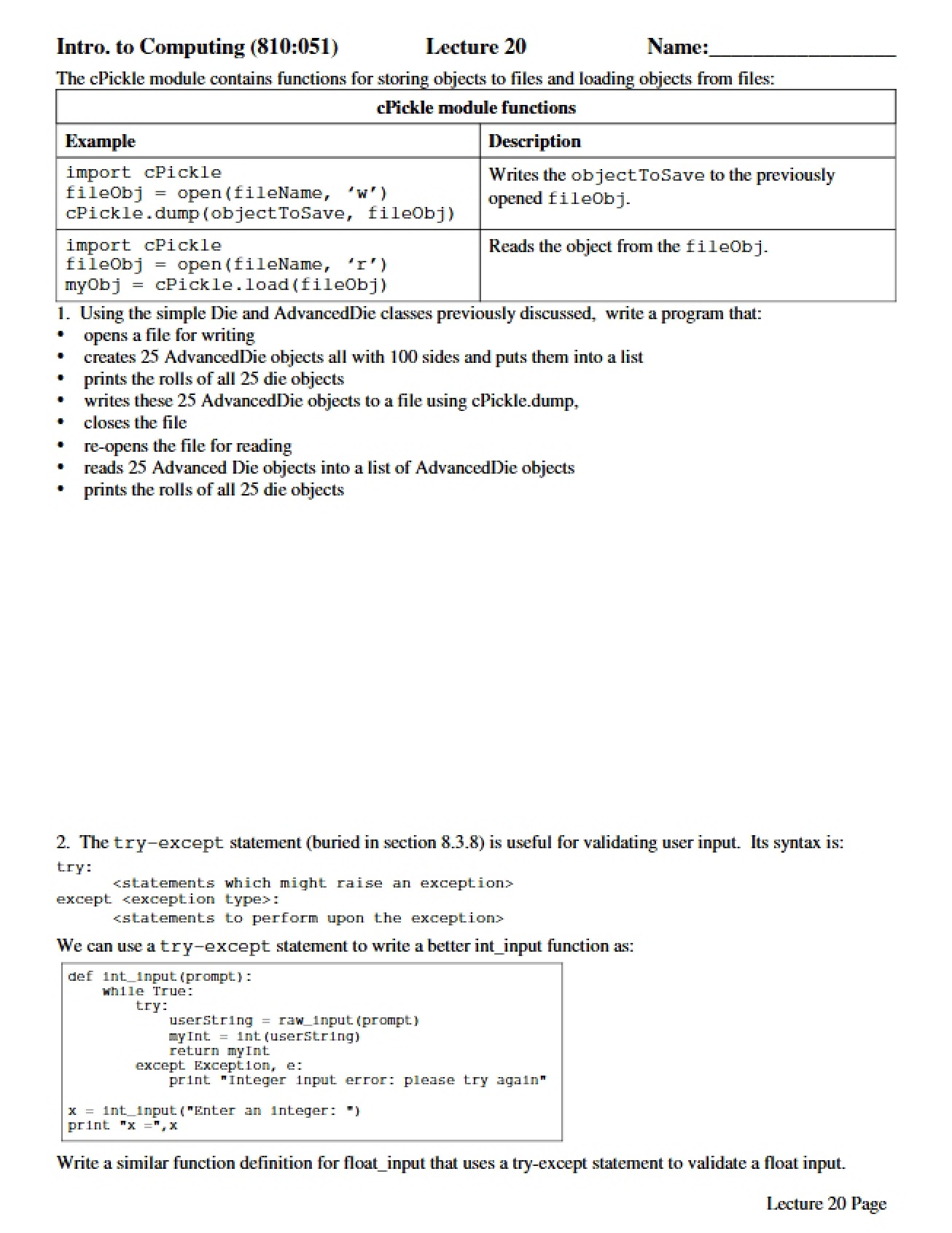CS 1510 Lecture Notes