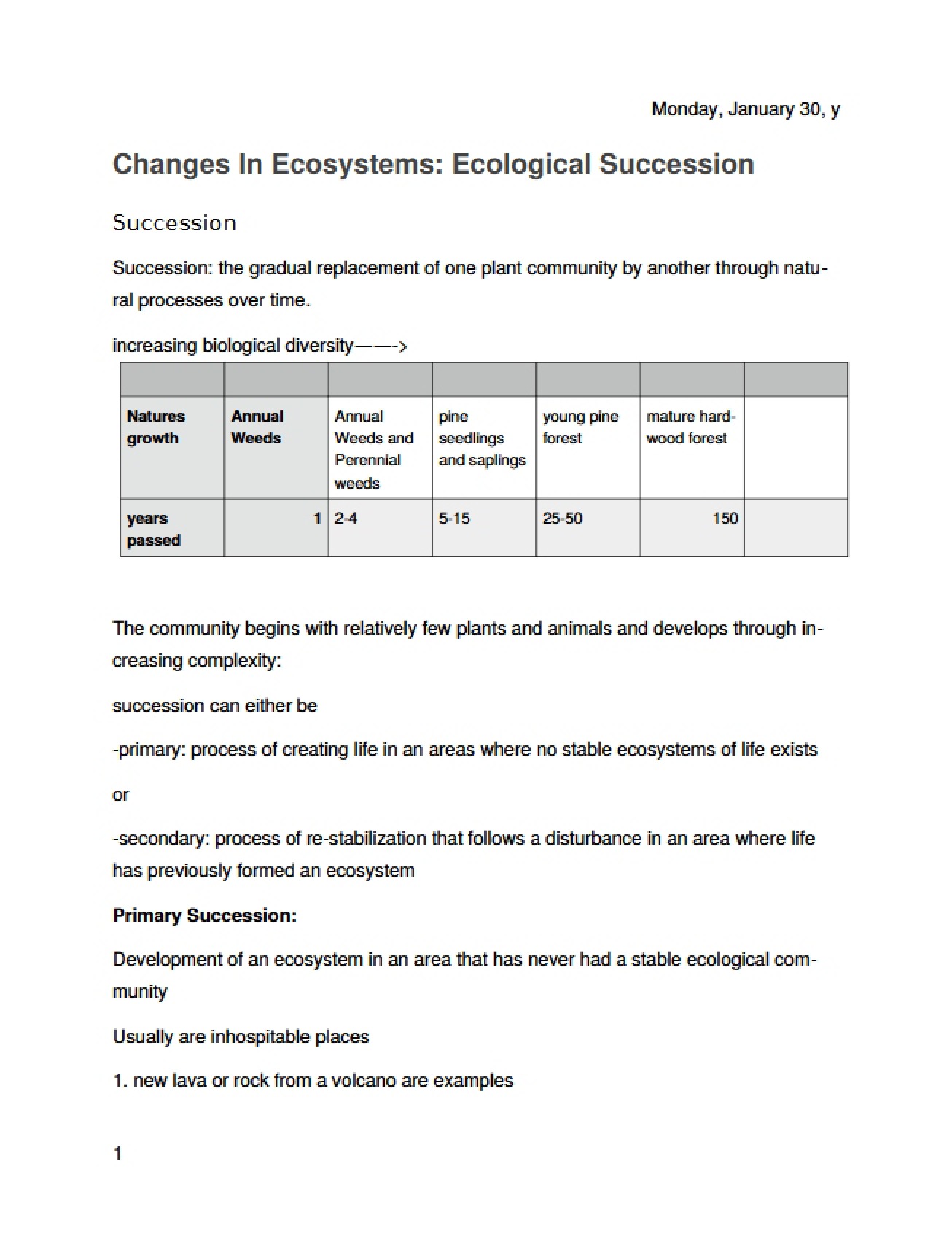 Ecosystem Changes