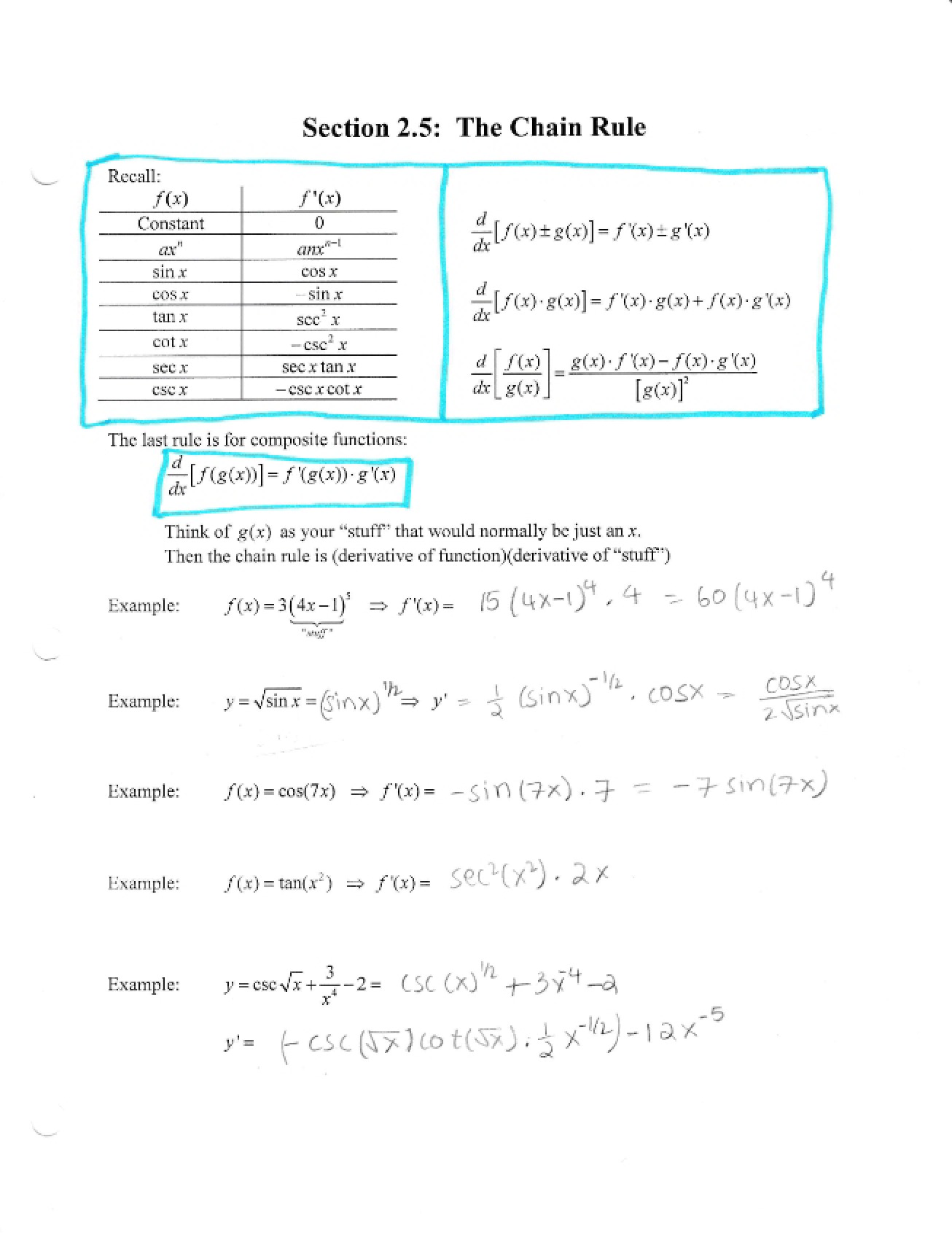 Material from Section 2.5
