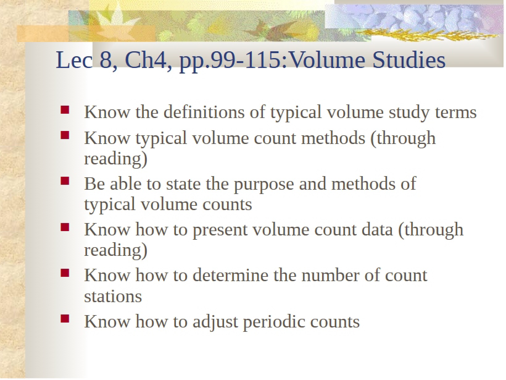 Studies of Volume