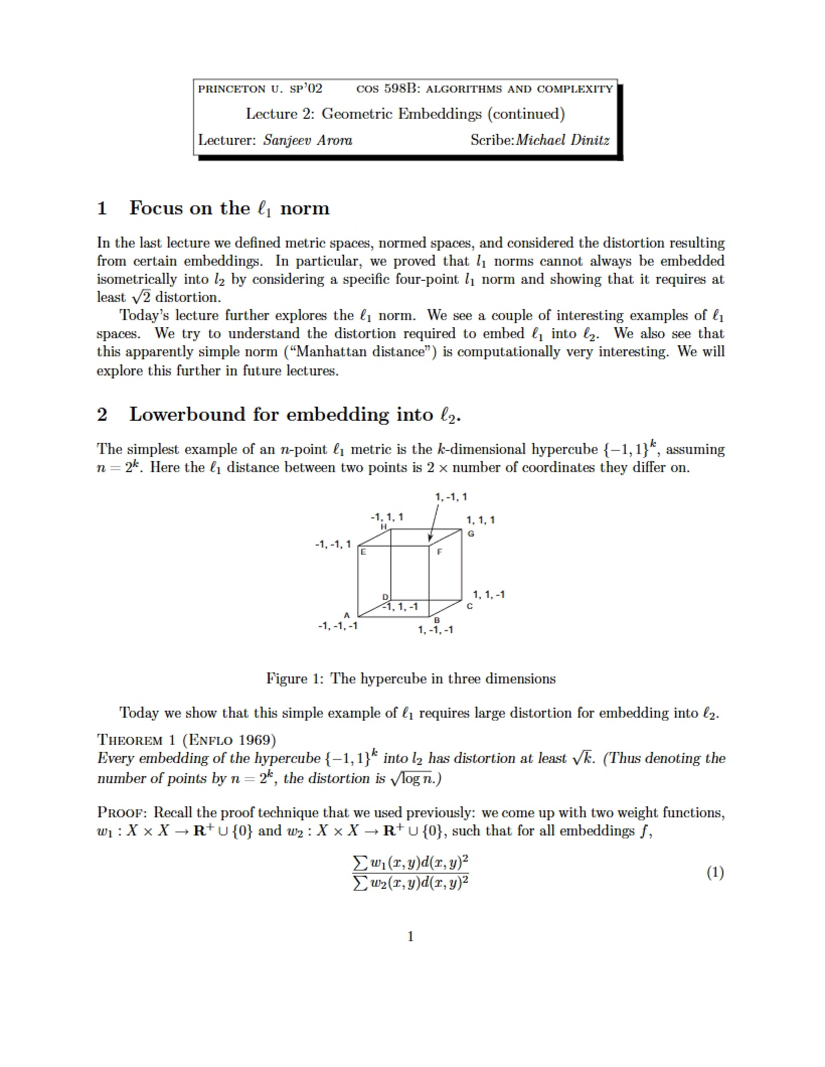 Geometric Embeddings (Cont.) - Lecture 2