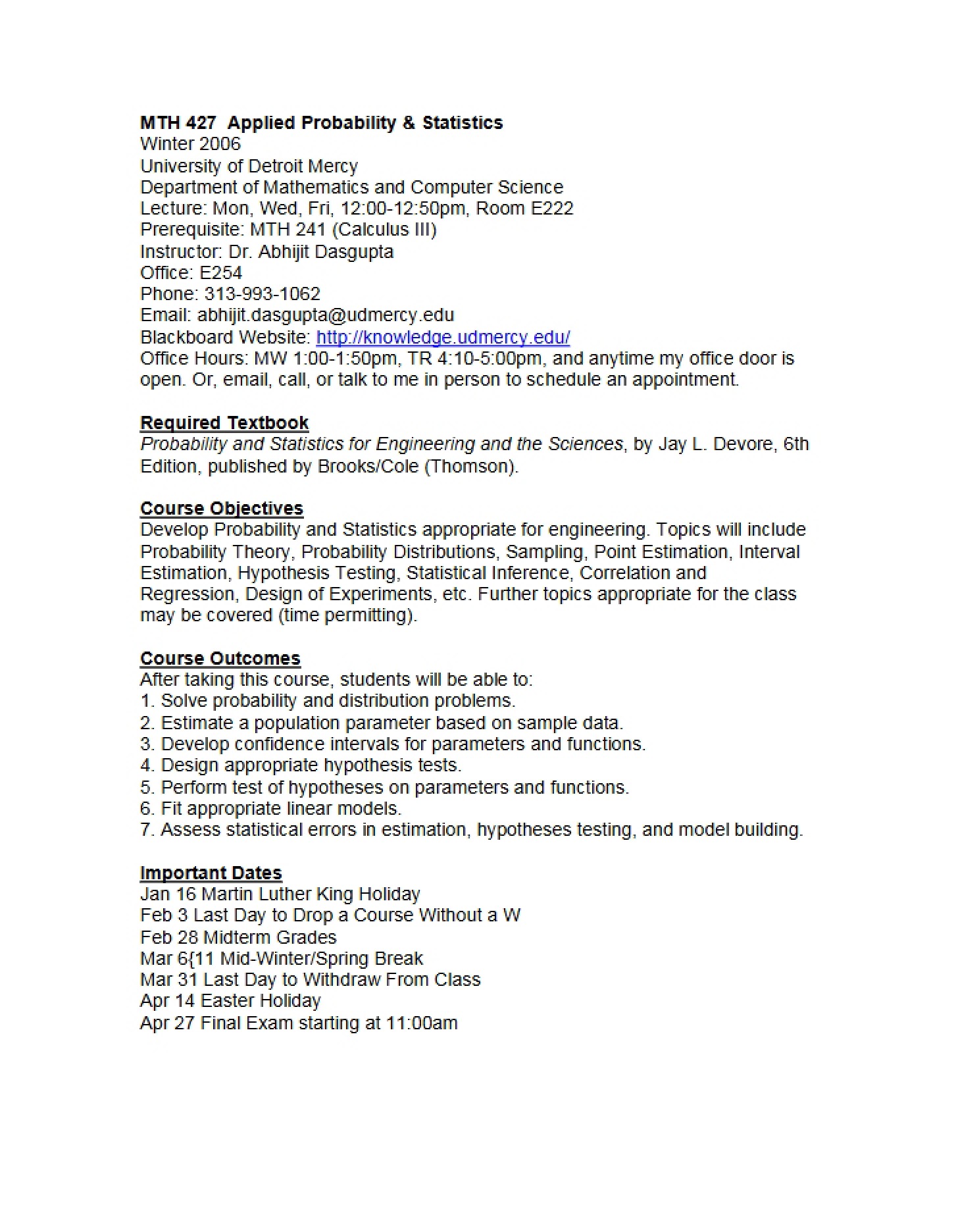 Class Syllabus