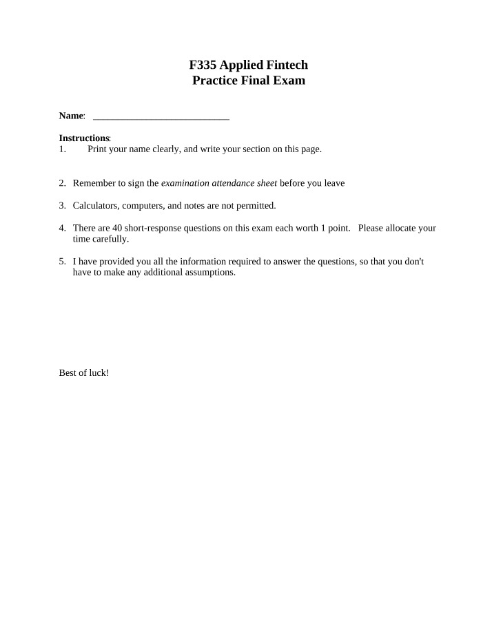 Final Exam - Practice