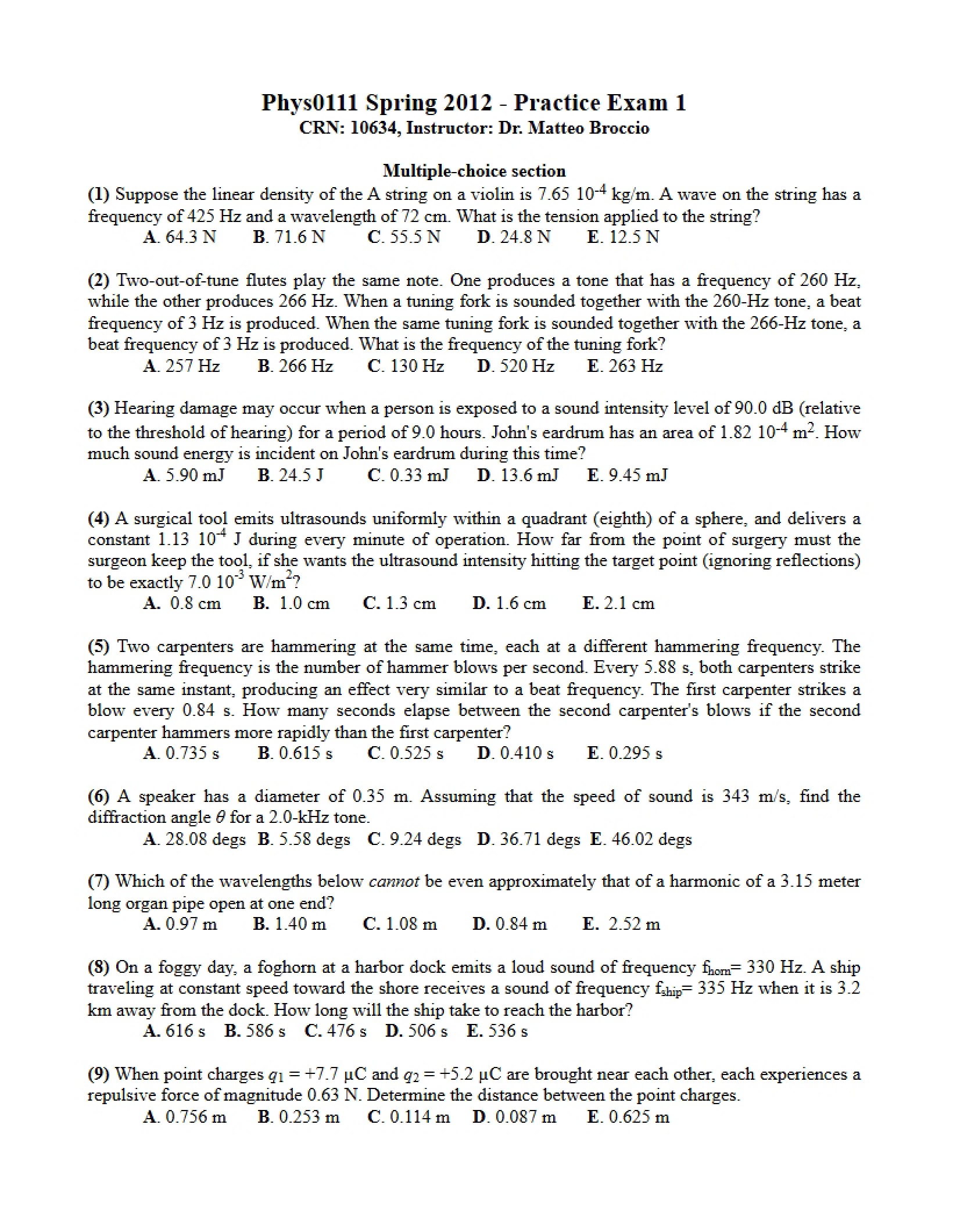 First Practice Exam