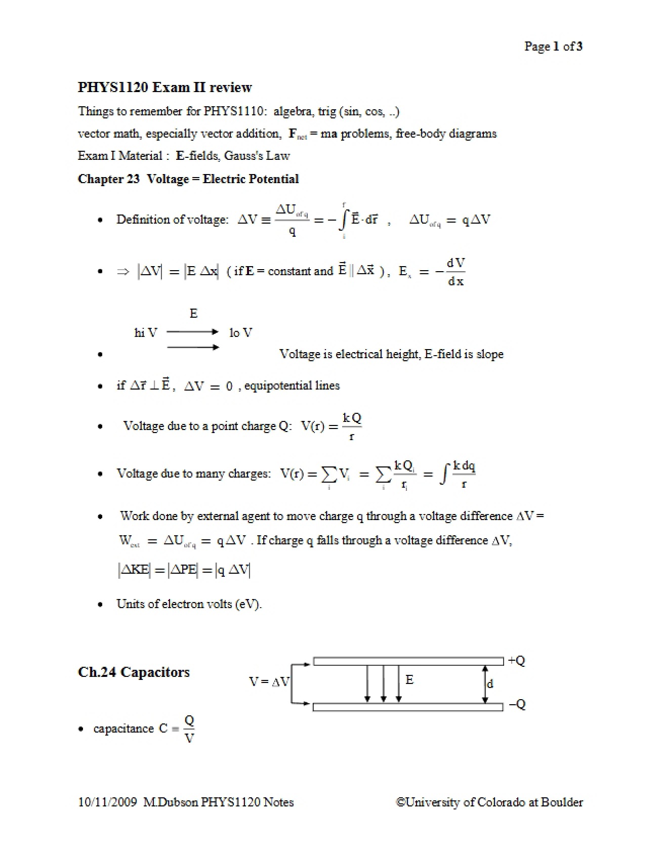 Review for Exam Two (First Instance)