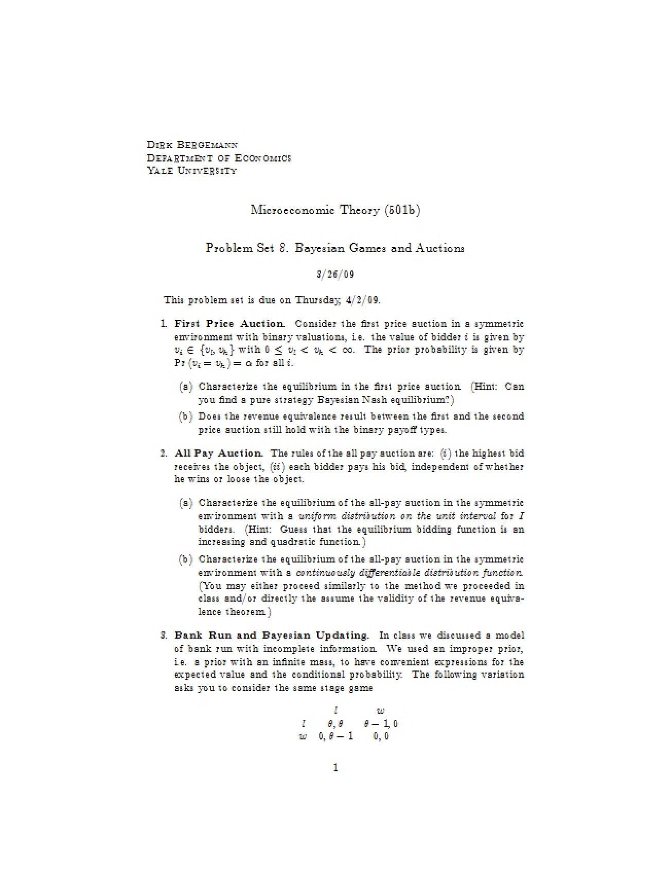 Eighth Problem Set