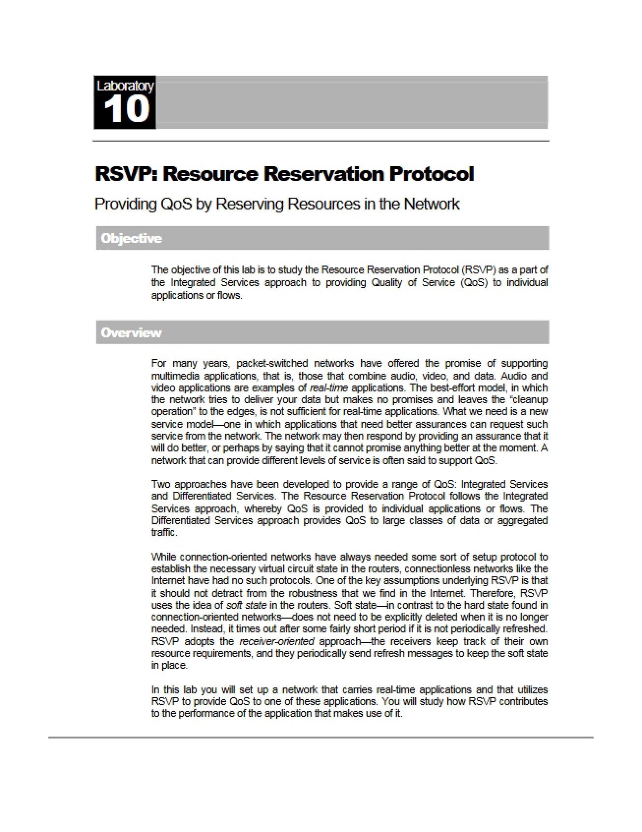 Resource Reservation Protocol (RSVP) Overview