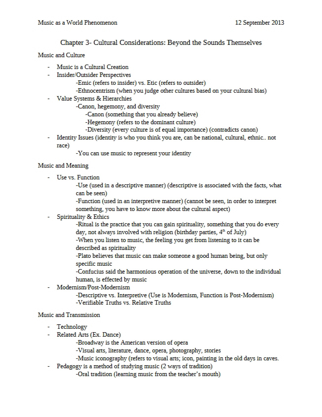 Considerations of Culture (Ch 3)