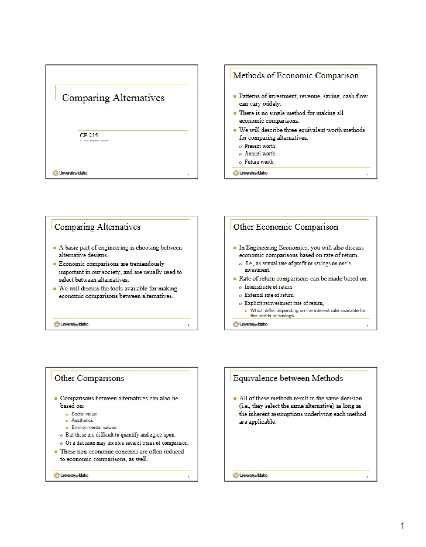 Comparison of Alternatives