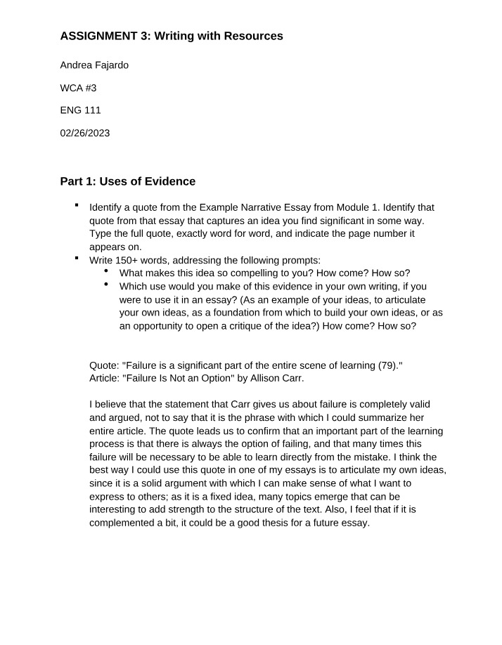 Writing with Resources - Assignment 3
