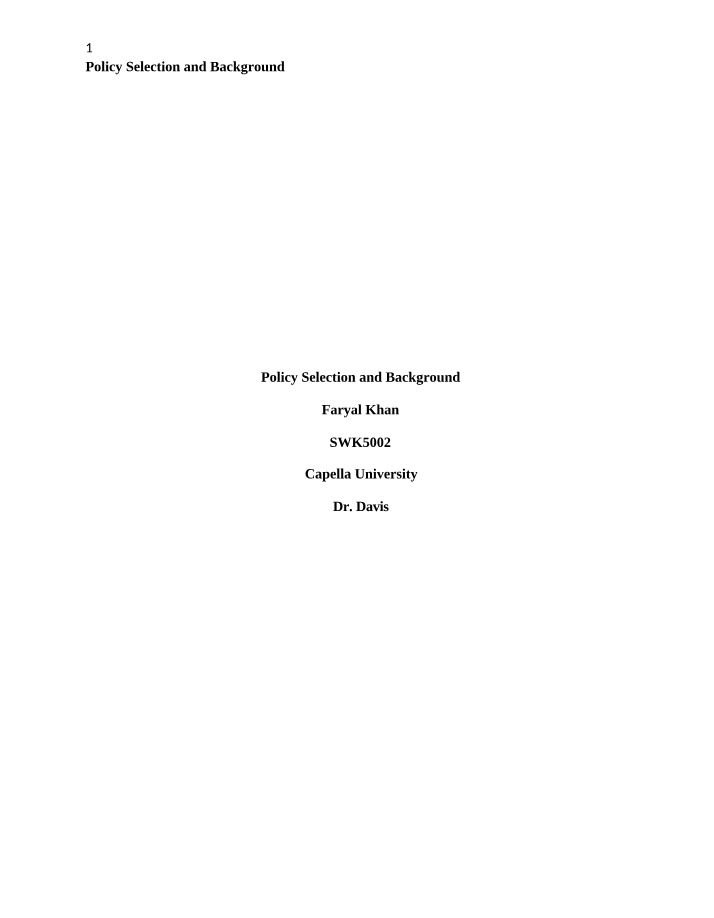 Affordable Care Act - Background and Policy Selection