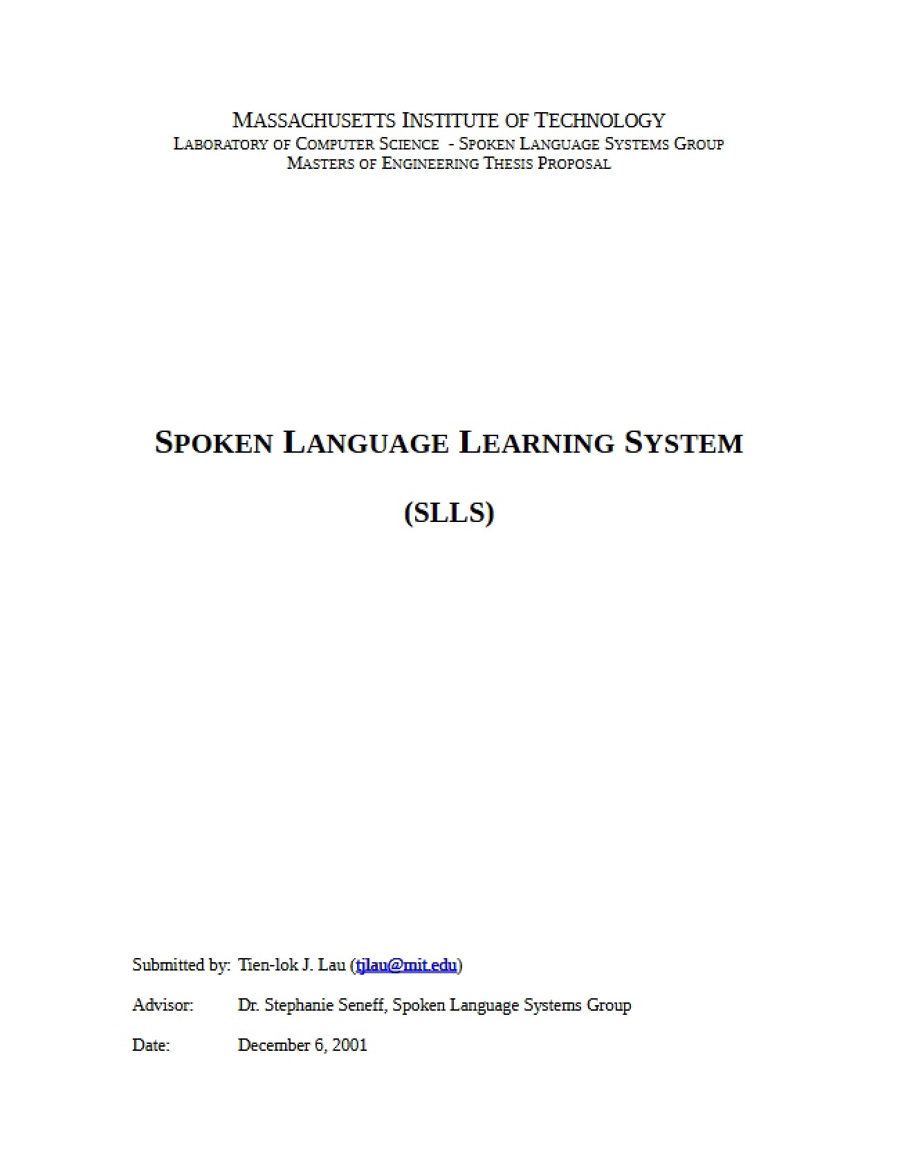 Learning System for Spoken Language