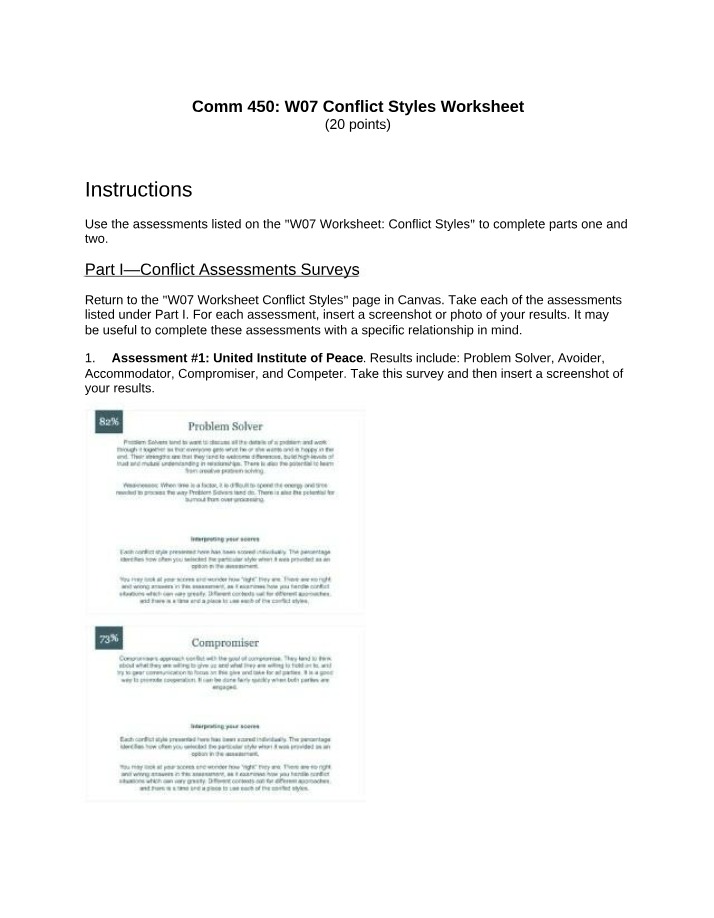 Conflict Style Worksheet