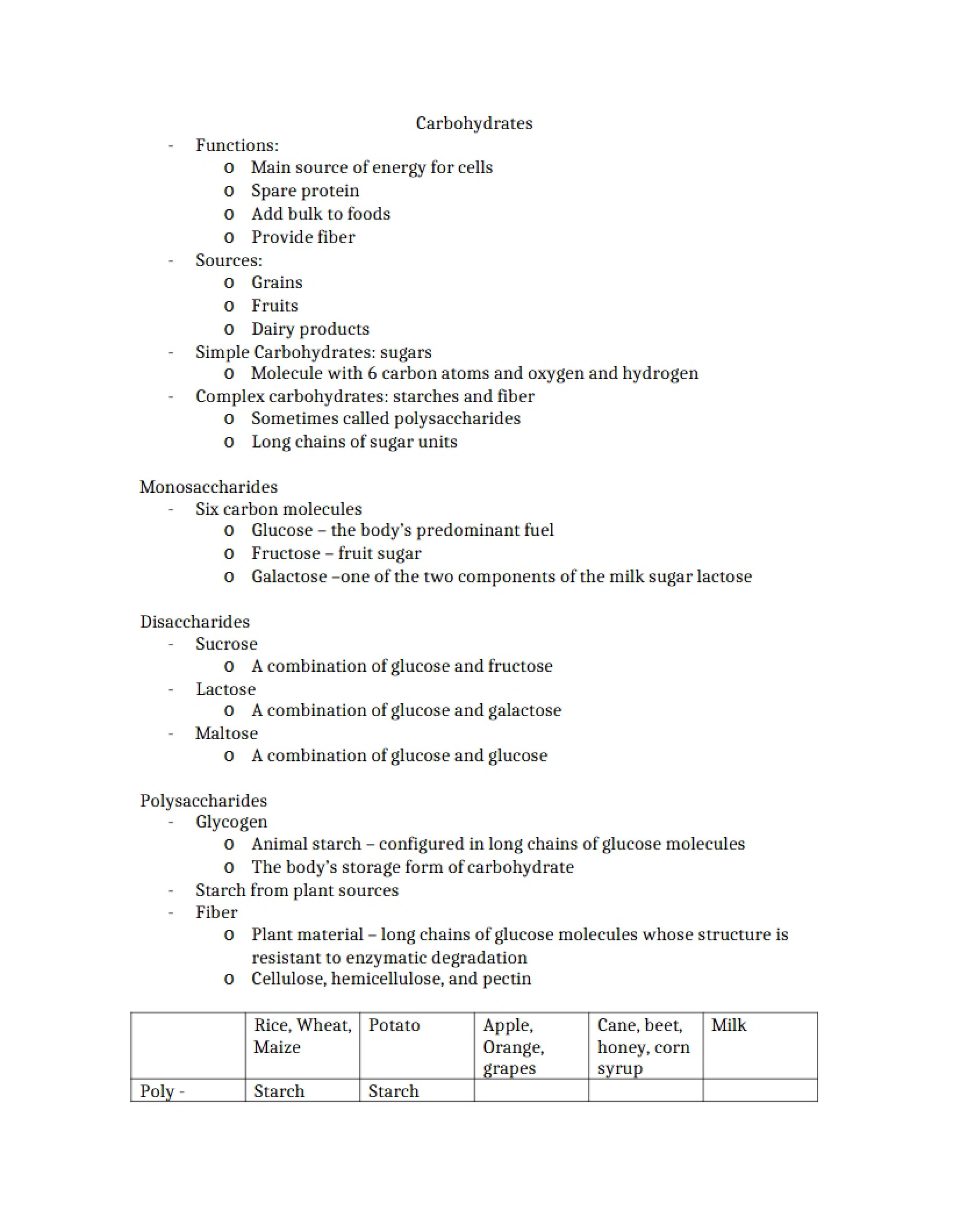 Carbohydrates Overview