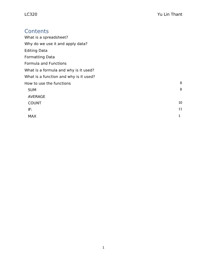 Guide to Spreadsheet Functions, Formatting, and Editing