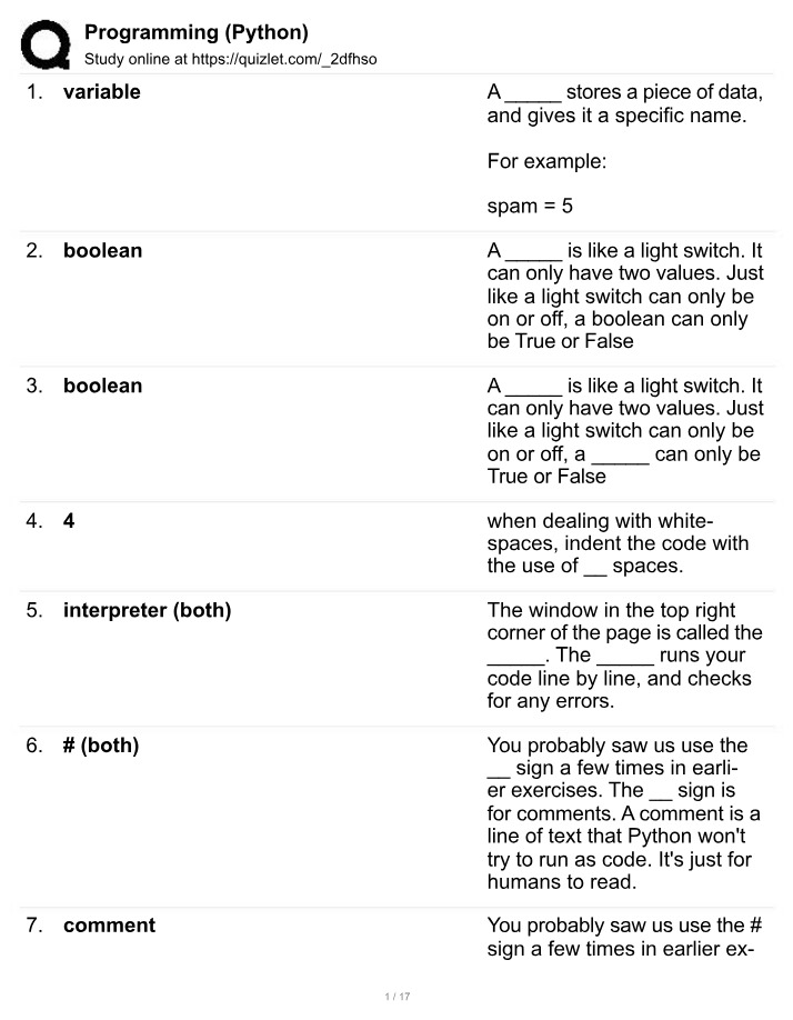 Study Notes on Python Programming Variables, Booleans, and Comments
