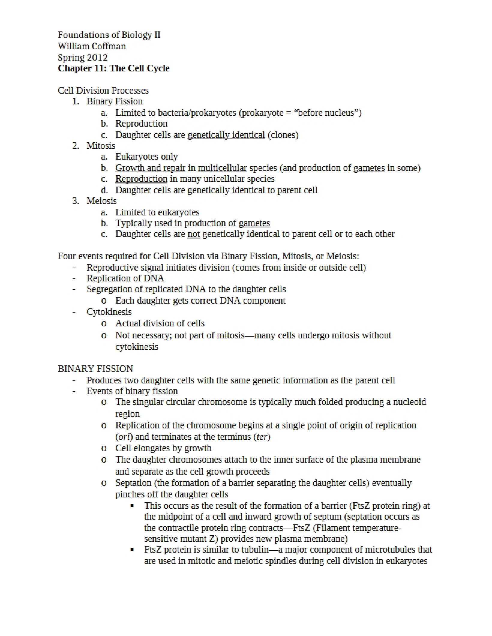 Cell Cycle (Ch 11)