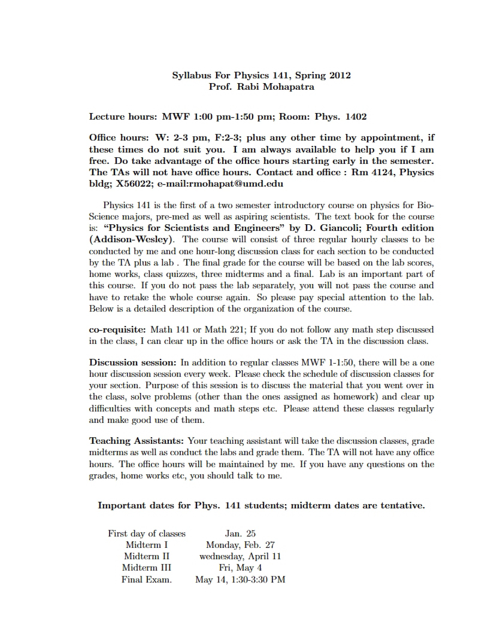 Course Syllabus