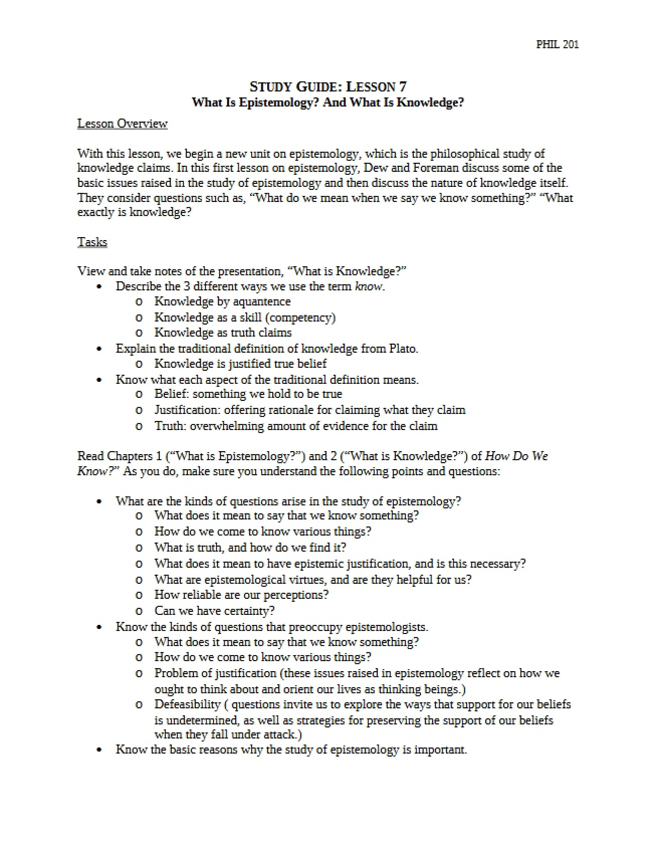 Seventh Lesson Study Guide