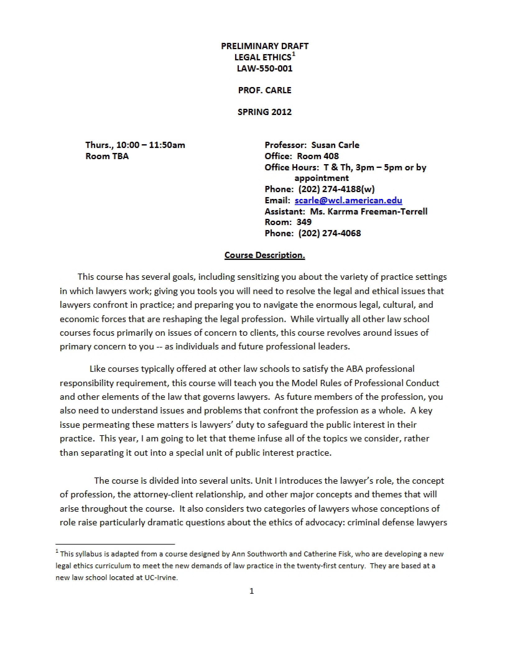 Legal Ethics Initial Draft