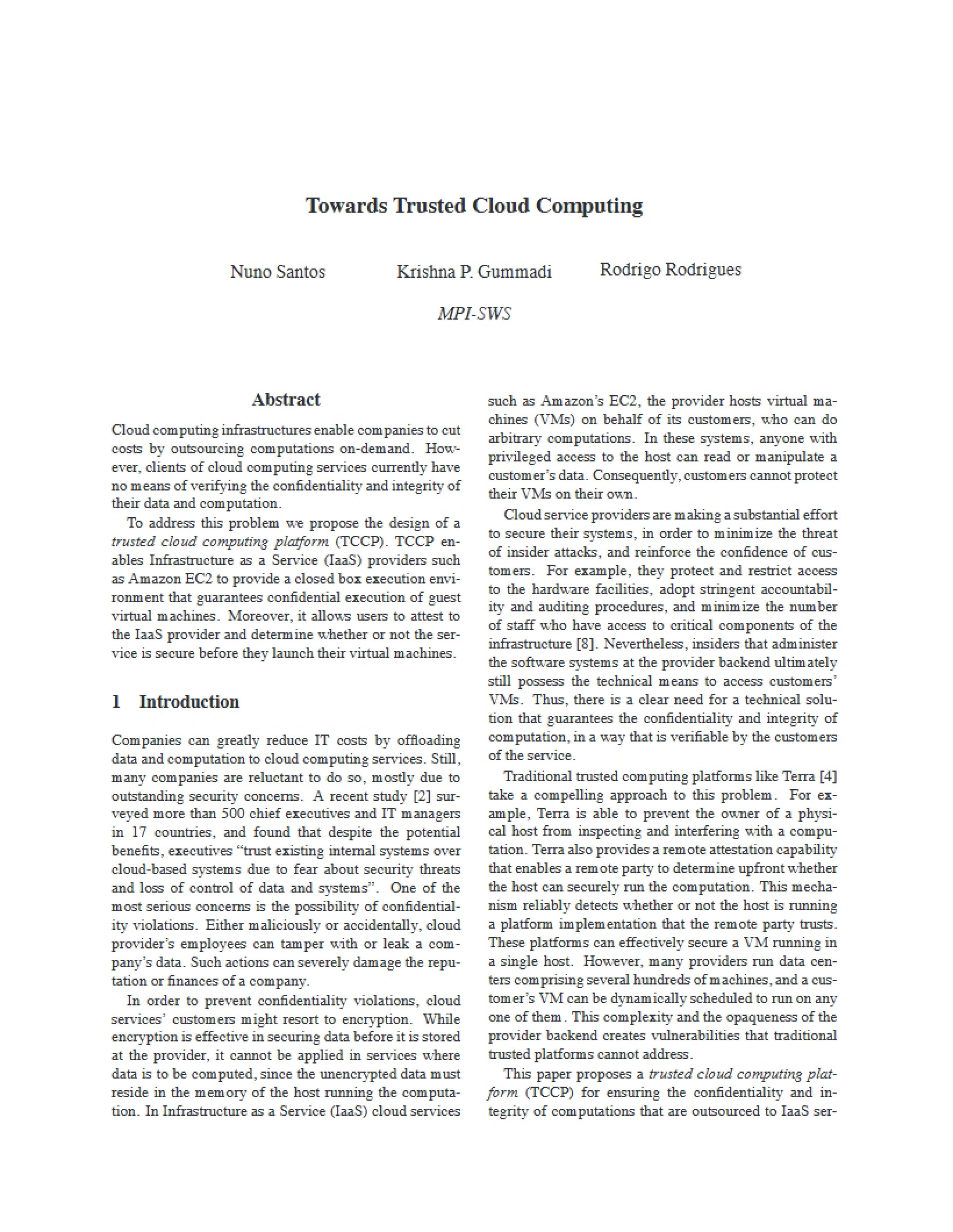 Cloud Computing Trust Issues