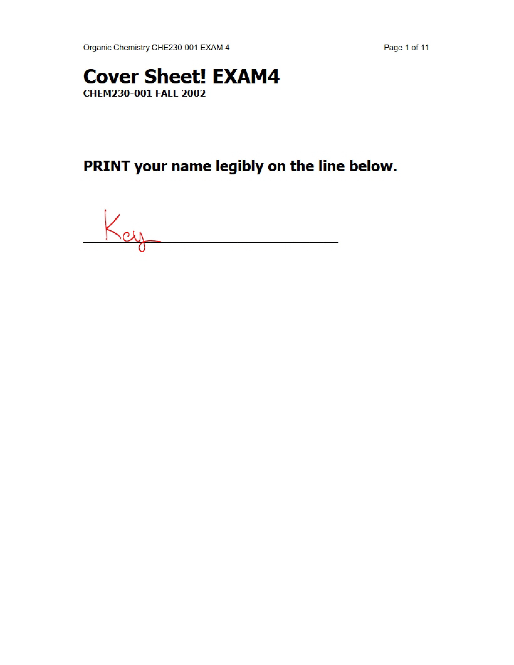 Exam 4 for CHE 230