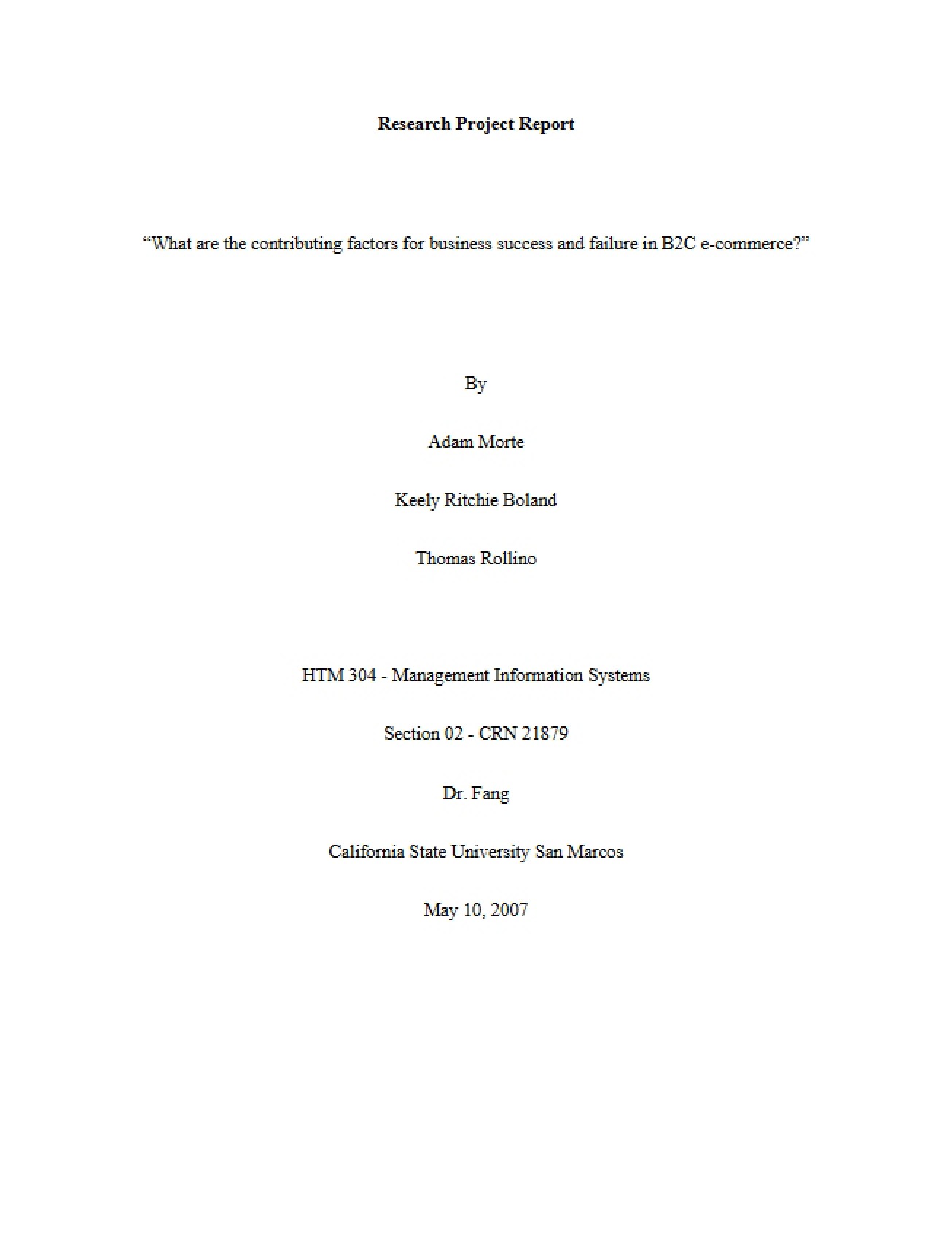 Report on Research Project