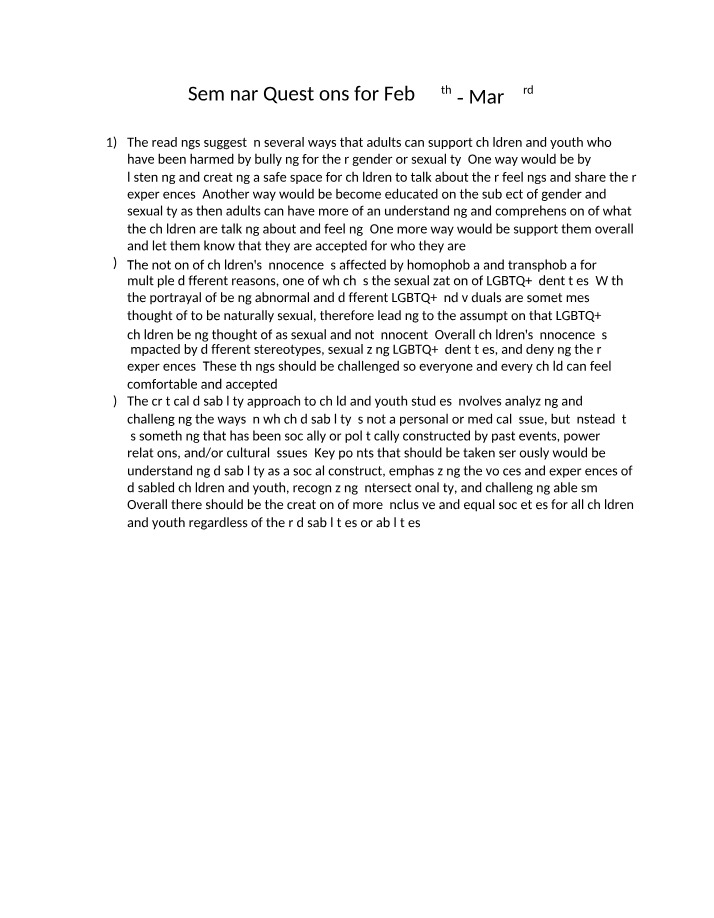 Week of Feb 27 - Mar 3 - Seminar Response