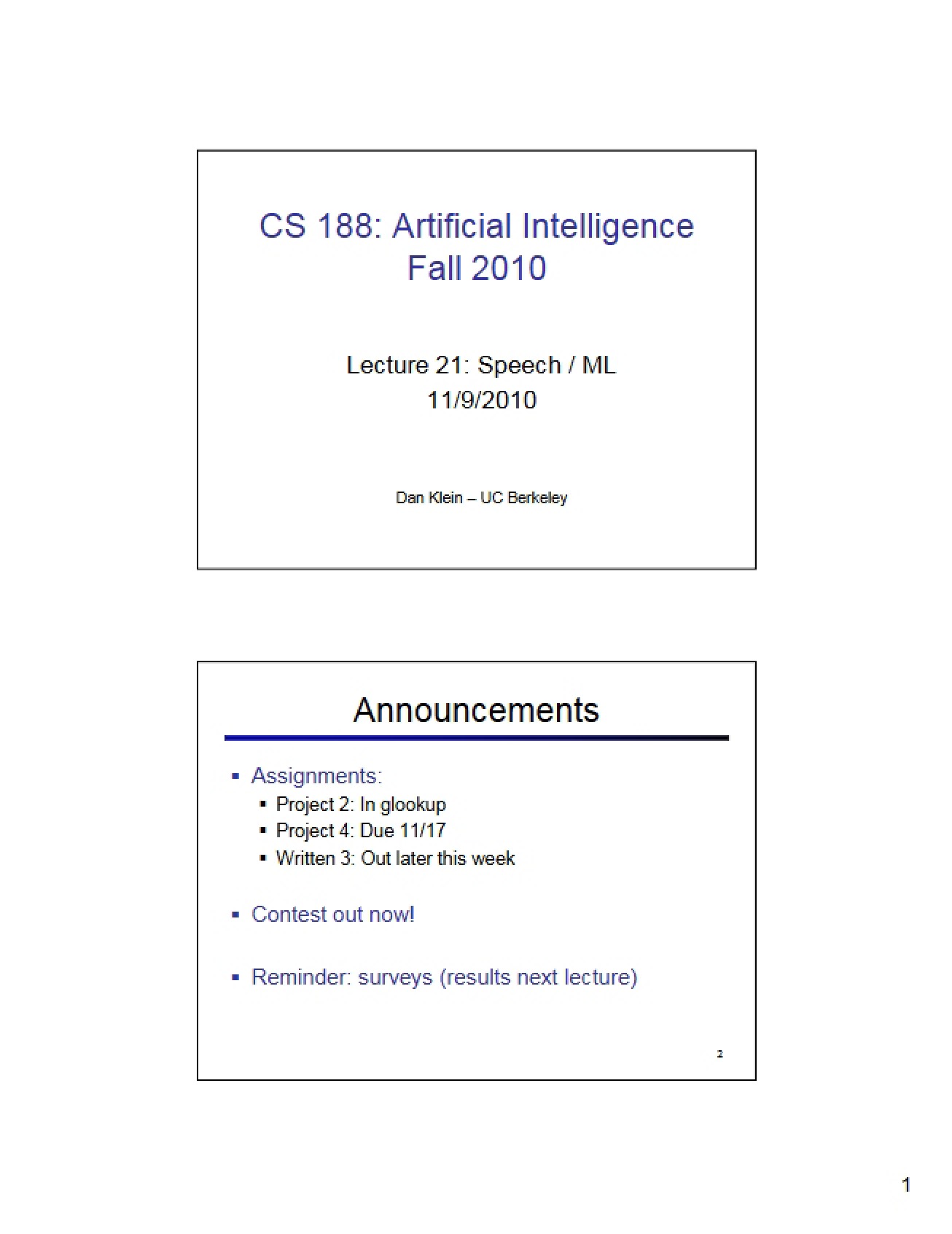 Lecture 21 Machine Learning for Speech
