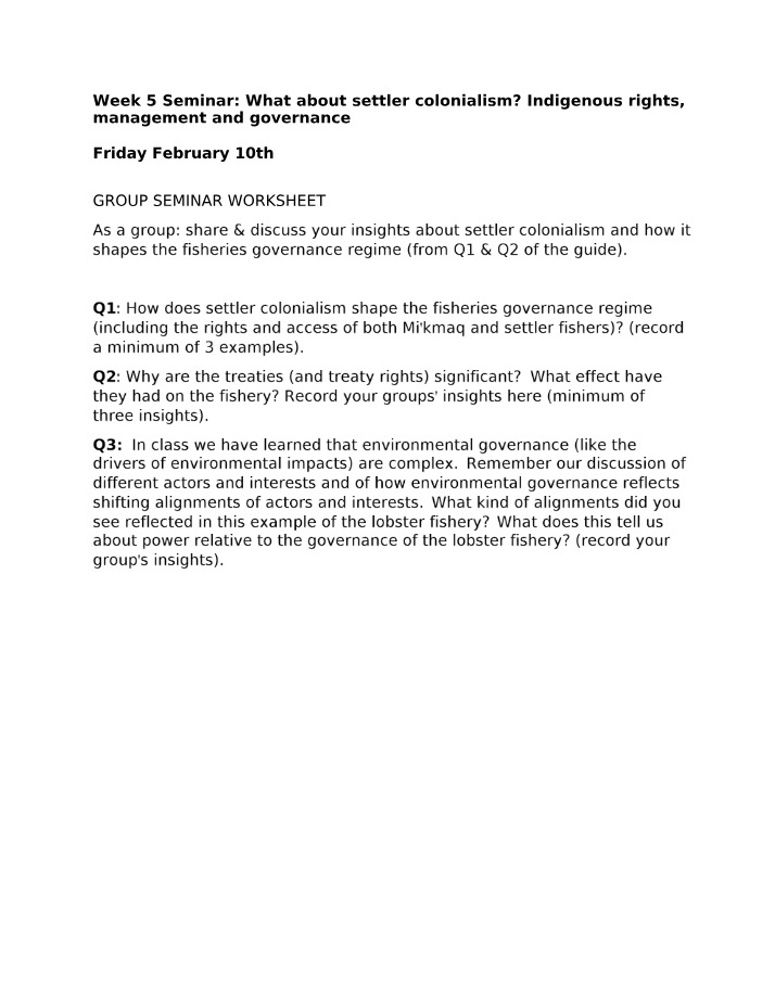 Worksheet for Week 5 Seminar