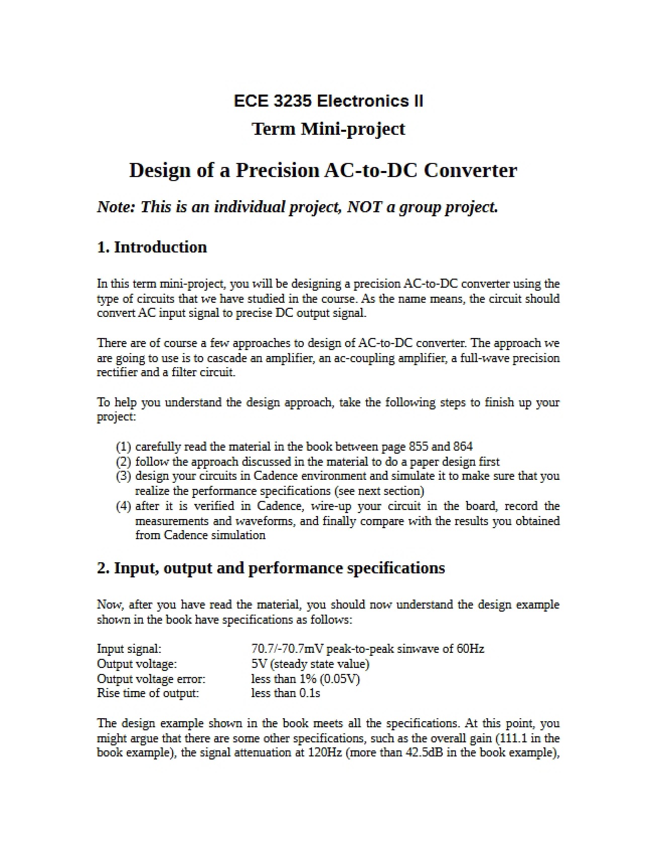 Precision AC to DC Converter Design