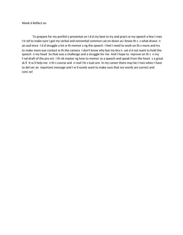 Reflection for Week 6