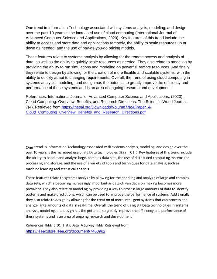 Analysis and Design Summary