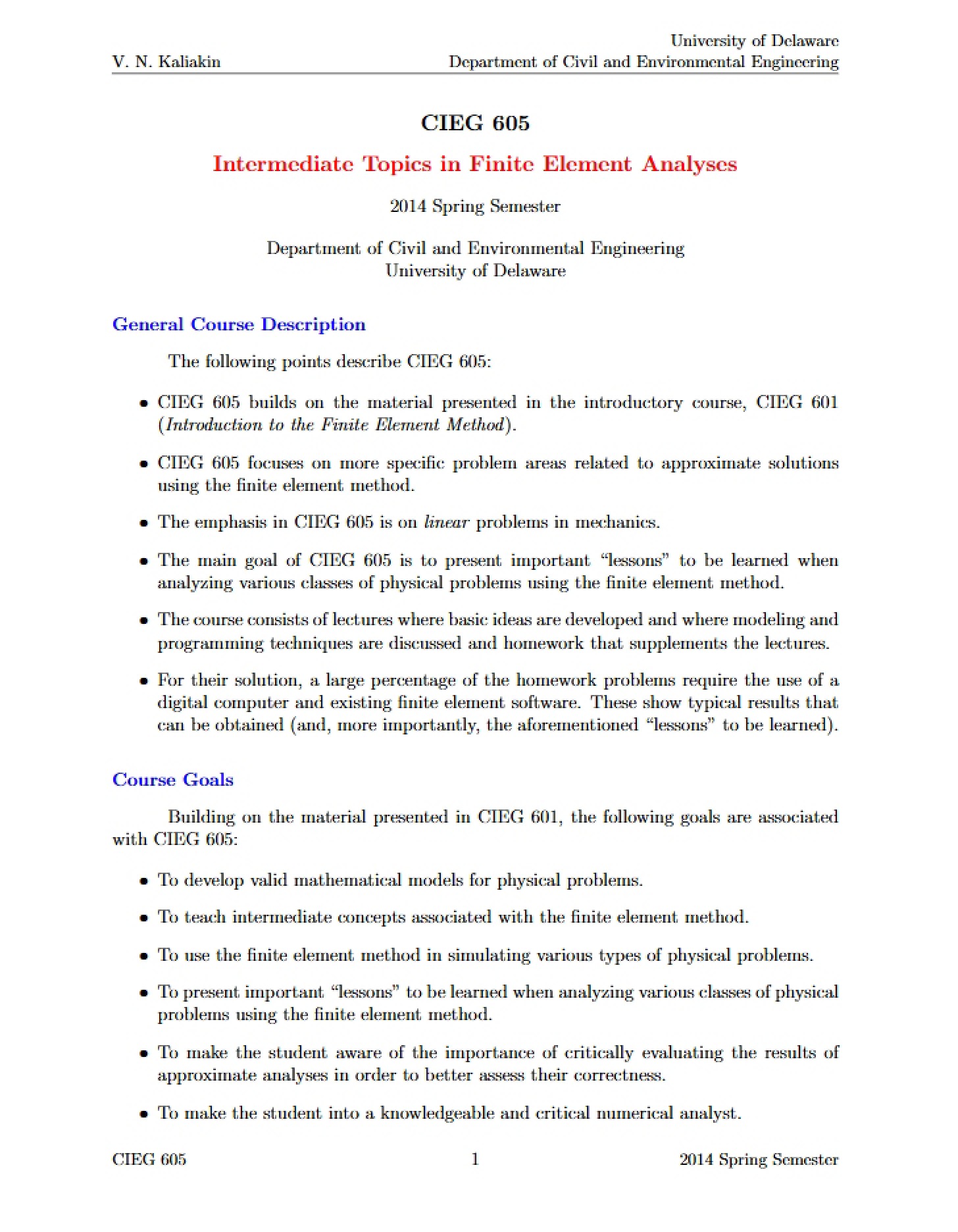 Class Syllabus