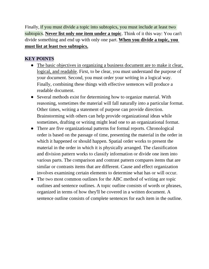 Organizational Methods for Clear and Readable Writing