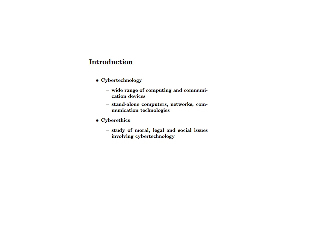 Course Notes on Computer Ethics
