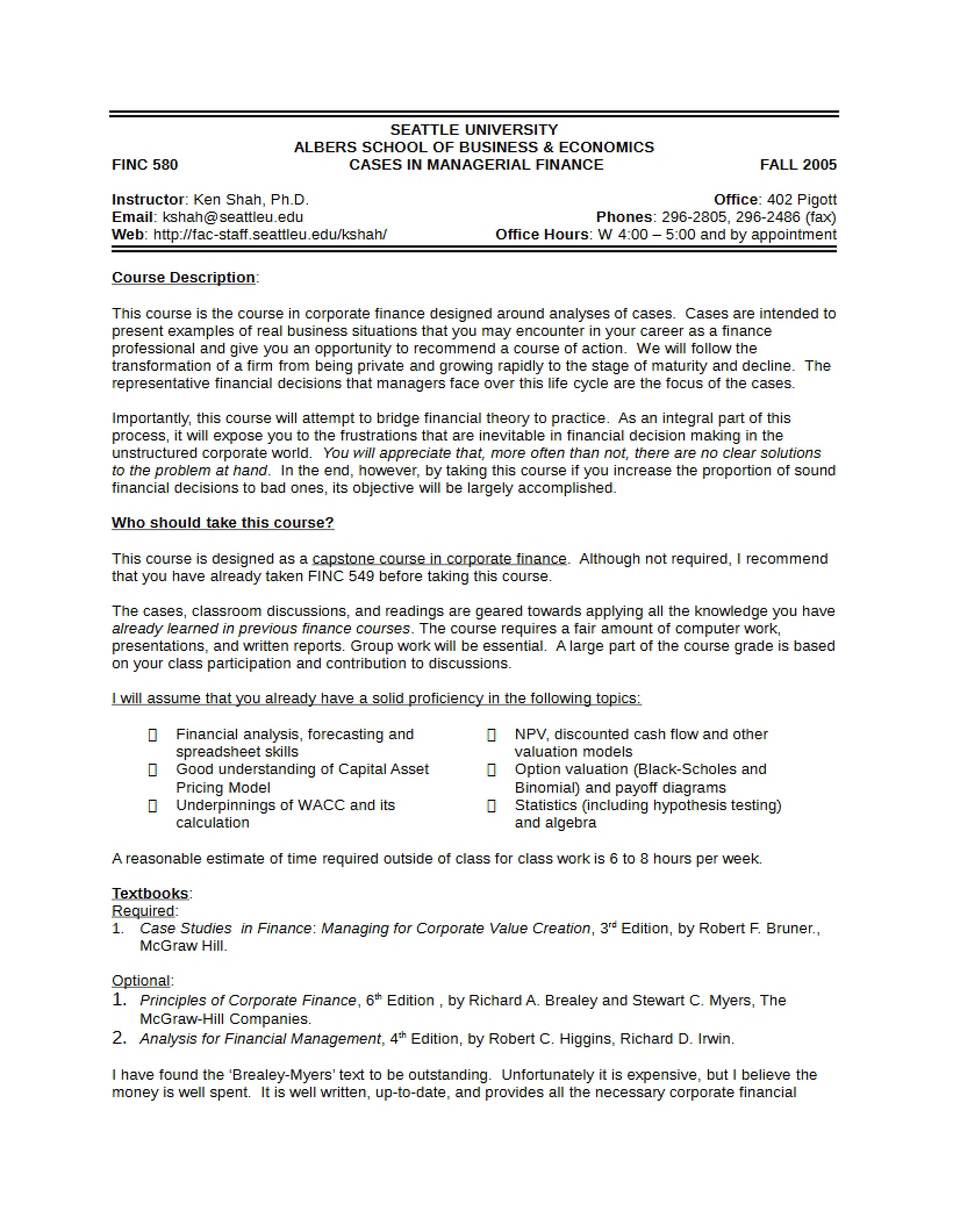 Course Outline FINC 580