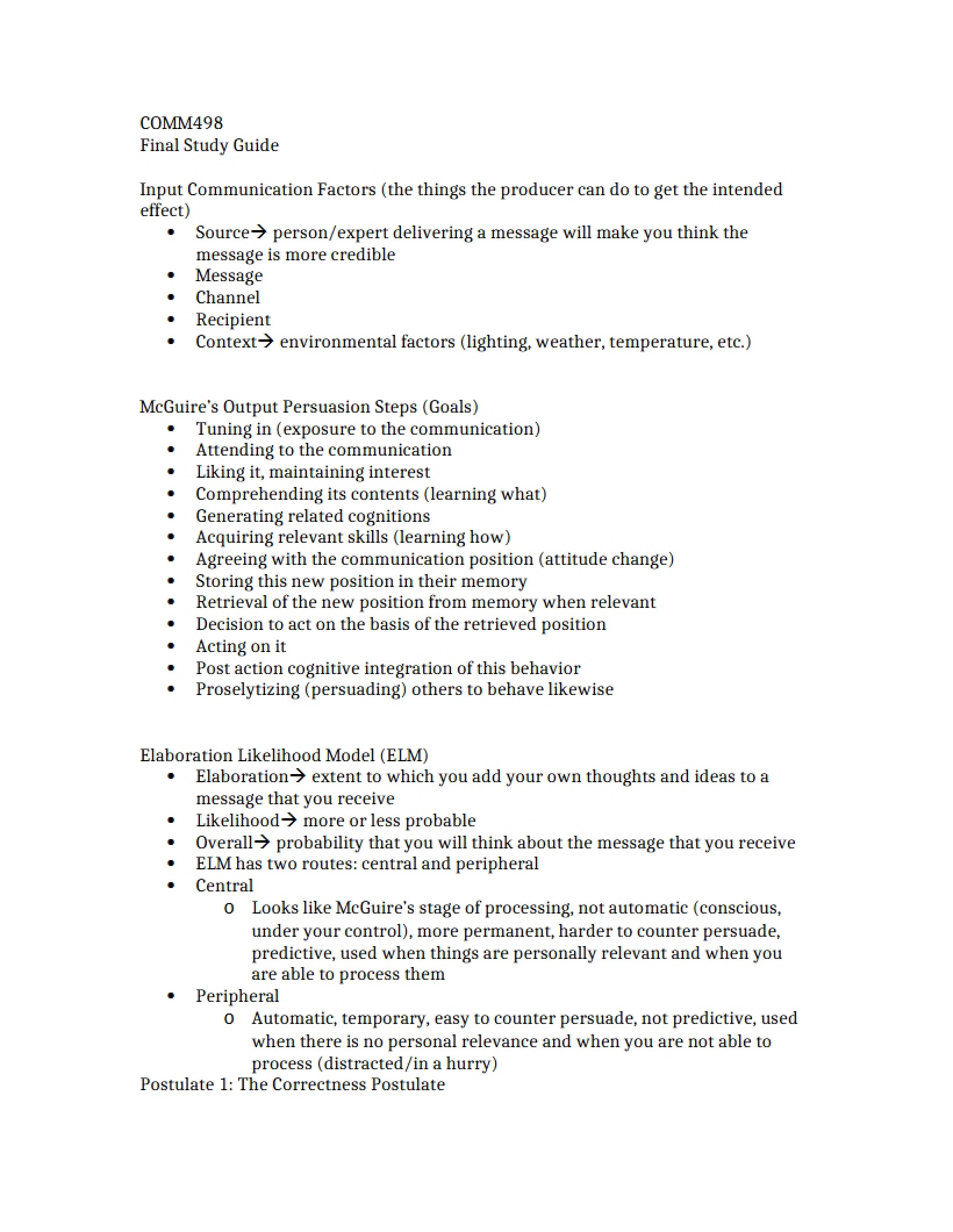 Study Guide for Final Assessment