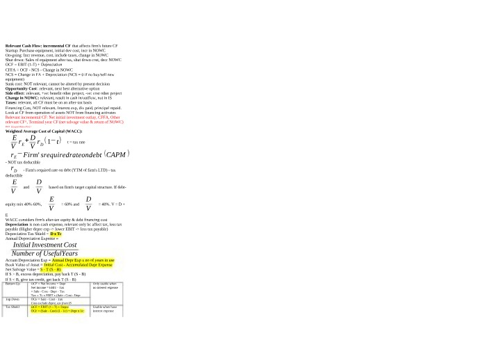 Cheatsheet for FIN Quiz 3