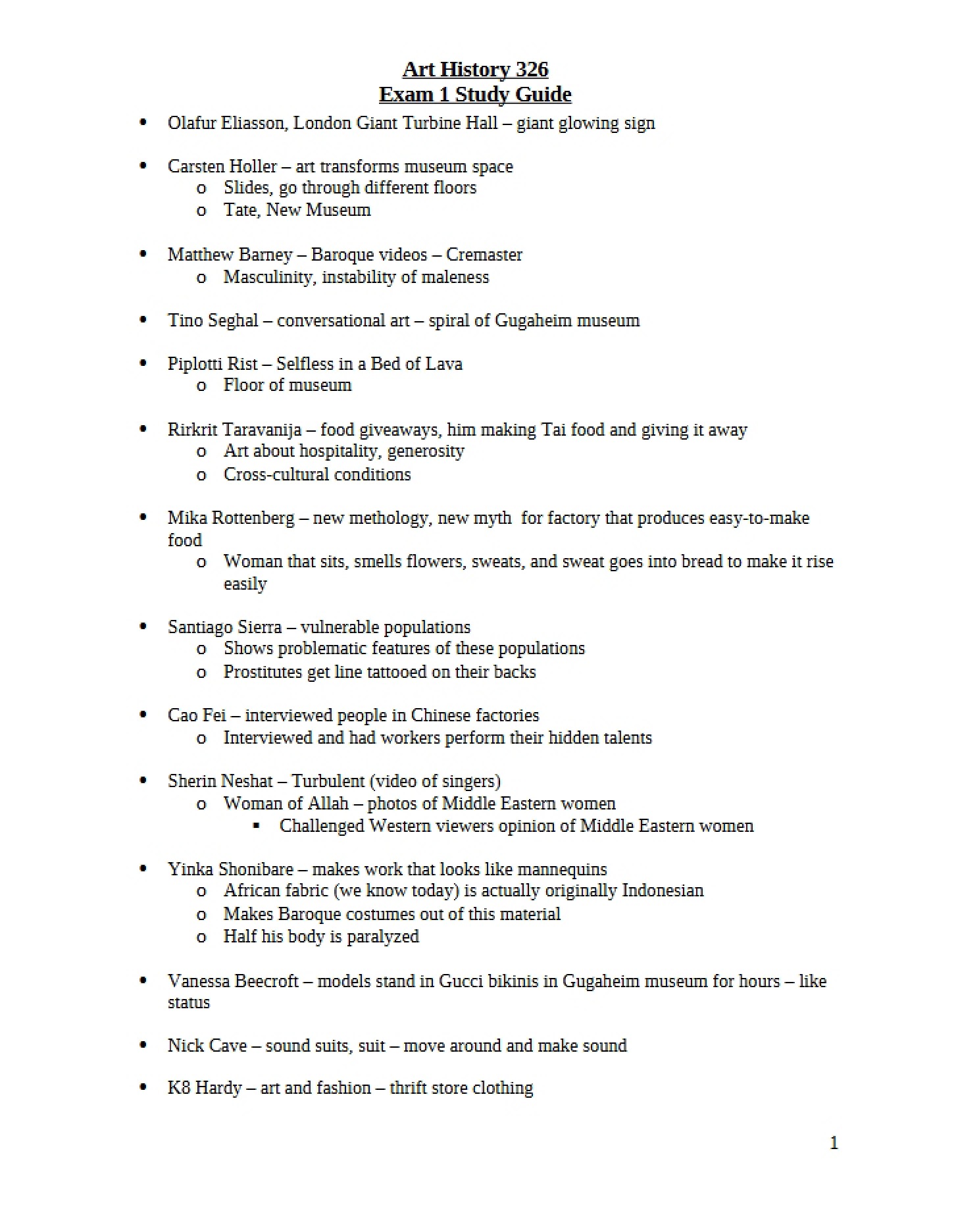 Guide for First Exam Prep