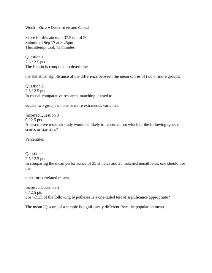Week 5 Quiz on Descriptive and Causal Methods