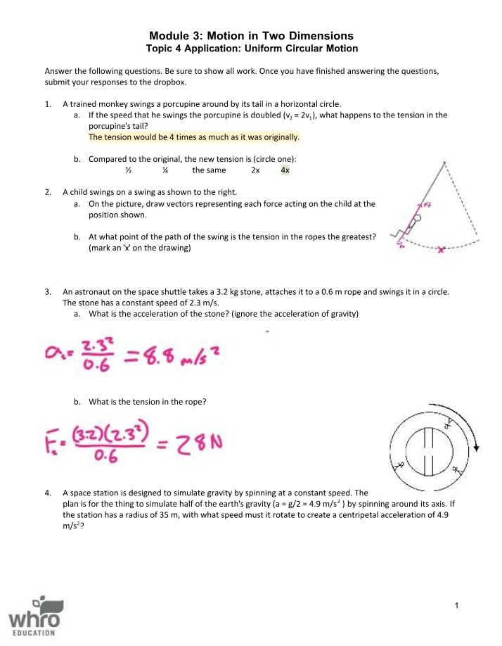 Module 3 Motion in Two Dimensions - Uniform Circular Motion