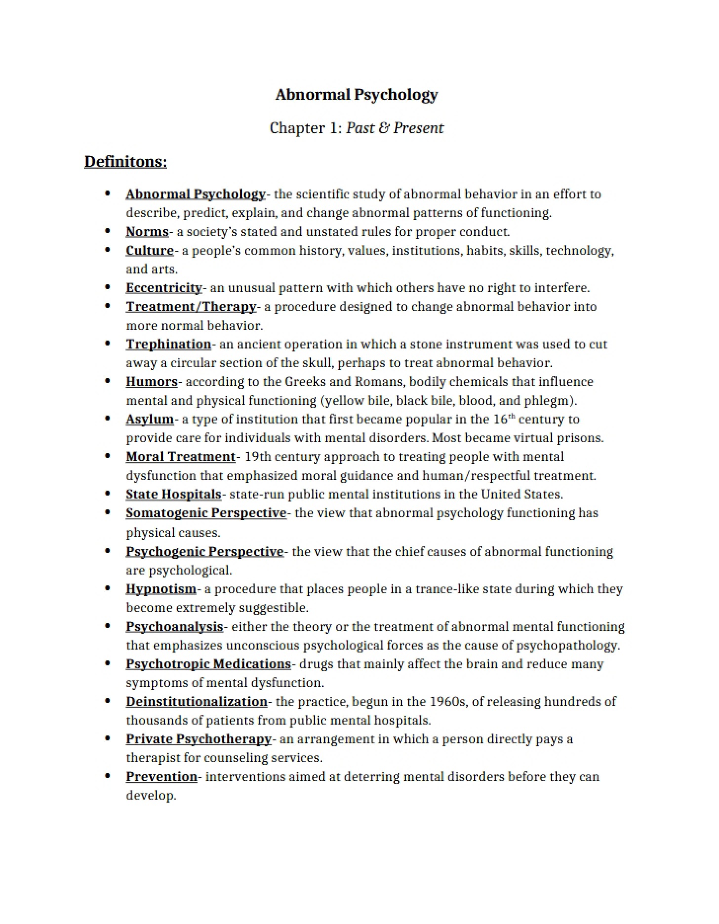 Psychology of Abnormal Behavior