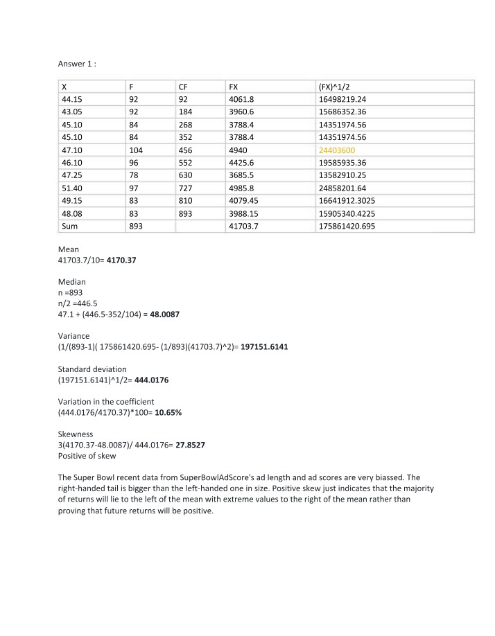Calculations for Data Analysis