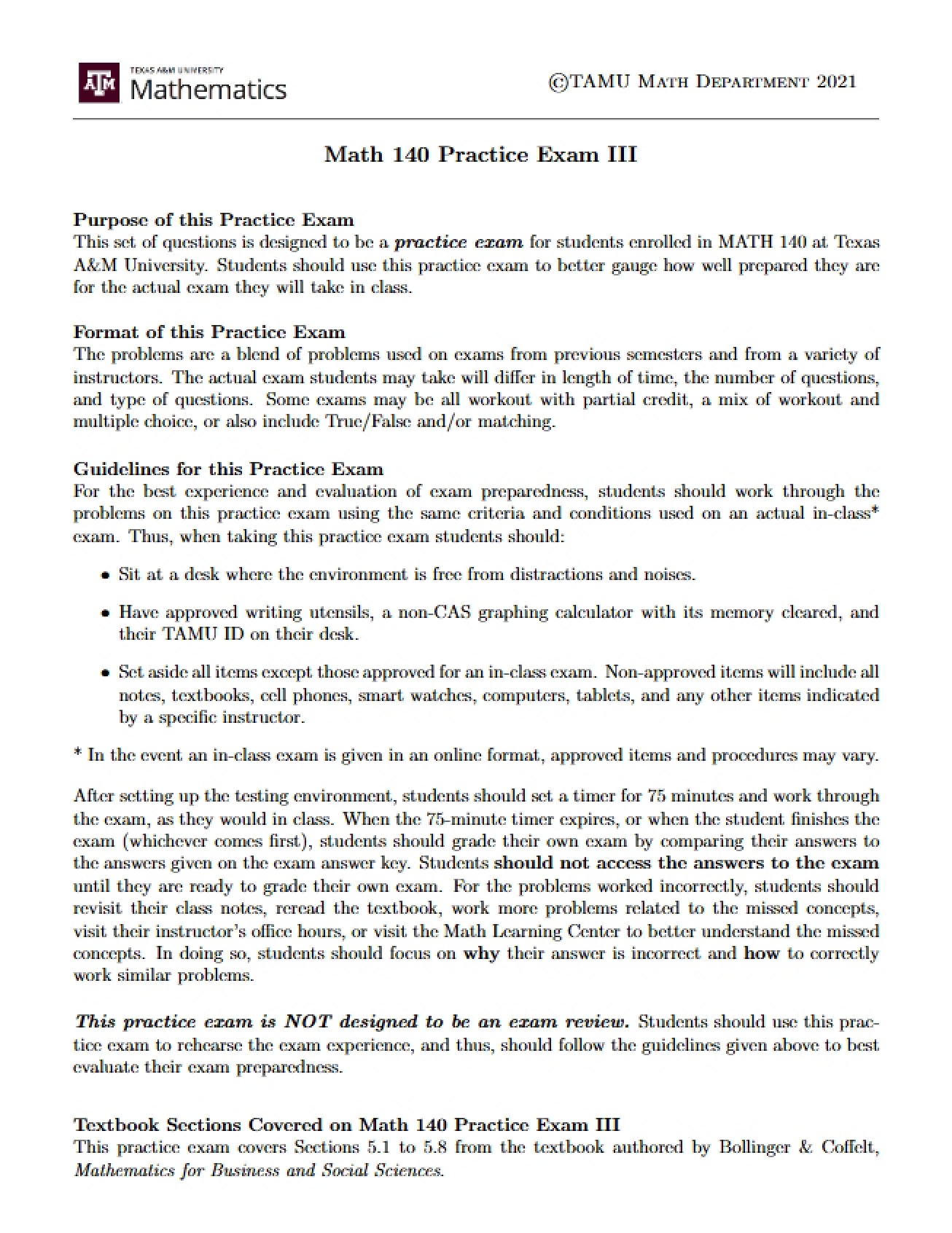 Practice Exam Three